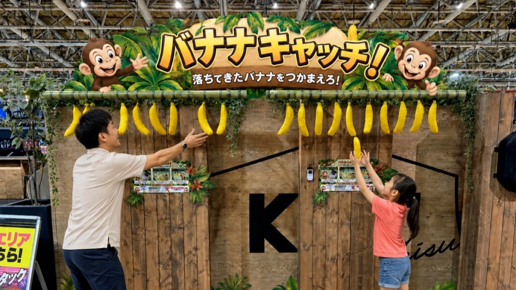 【松山市・キスケKIT】反射神経で勝負！新アトラクション「バナナキャッチ」が8月10日に登場
